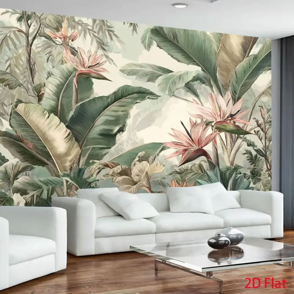 1PC 2D Flat Vintage Hand-painted Tropical Plant Backdrop Tapestry Wall Hanging - Bird of Paradise, Banana Leaf Greenery, Polyester Tree Mural, Reusable Home Bedroom Decor, Birthday Decoration for Home Living Room,summerwins