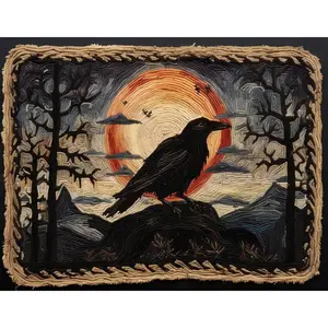 Moon Latch Hook Rectangle Rug Kits for Adults Needle Crochet Yarn Embroidery Latch Hook Kit Floor Mat Tapestry Christmas Home Decoration 52x38cm