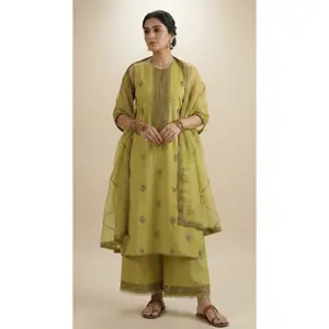 Women's Elegant Silsila 3PC Organza Dupatta Set with Embroidery, Matching Shirt and Trouser