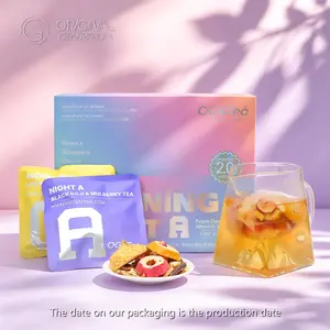 Beauty Tea Morning VC Night VA Tea 200g 20pcs Caffeine Free 10packs VC Tea 10packs VA Tea  Prickly Pear Lemon Kumquat Rose Monkfruit Hawthorn Red Date Pear Cubes Mulberry Black Wolfberry Poria Coco Longan Tangerine Peel Red Dates Rose Wolfberry - Beverage