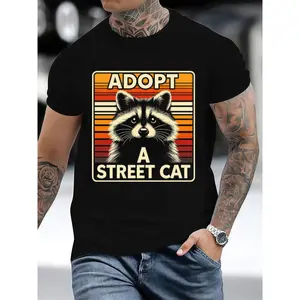Casual Lasting Comfort Racoon Tee – Summer Adopt A Street Cat Print for Men & Women