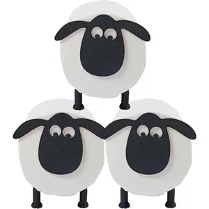 3 count Sheep Toilet Roll Holder, Sheep-Shaped Toilet Paper Holder - Cute Lamb Design, No-Drill Standing Tissue Storage Rack for Bathroom, Living Room, Office Decoration