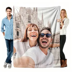 Custom Full Photo Throw Blanket, Personalized Single Picture Flannel Blanket, Soft Cozy Warm Throw, Travel Couple Design, Romantic Gift for Him Her, Anniversary Valentine's Cute Couch Bedroom Decor