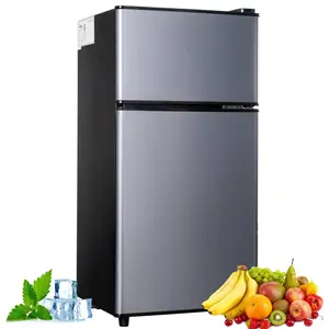 2.9 Cu.Ft Mini Ice maker Freezer, 2 Door Small Refrigerator, 7 Level Adjustable Thermostat Freezer Fridge for Living Room, Kitchen and Apartment, Black Blue