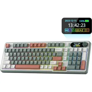 S98 Mechanical Keyboard w/ Display & Knob, Top Mount 96%  Mechanical Keyboard BT/2.4G/USB-C, Hot Swappable, Software Support, Creamy Sounding, 98
