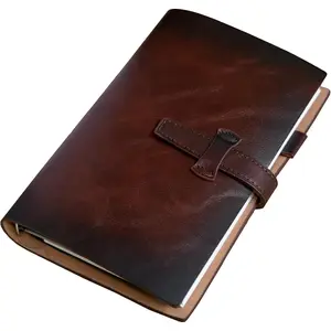 Refillable A6 Leather Binder Notebook,  Leather Journal,  Organizer with 6-Ring Metal Binder, 160 Pages Lined Paper & Pocket, for Writers Business Work Study College and Daily