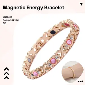 Women's Magnetic Energy Bracelet, Eco Alloy Rhinestone Wristband, Elegant Gift for Her