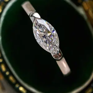 【#M252】(Heinrich)925 Sterling Silver Synthetic Moissanite Rings Marquise Cut D Color VVS1 Clarity 1 CT Jewelry Ring for Her