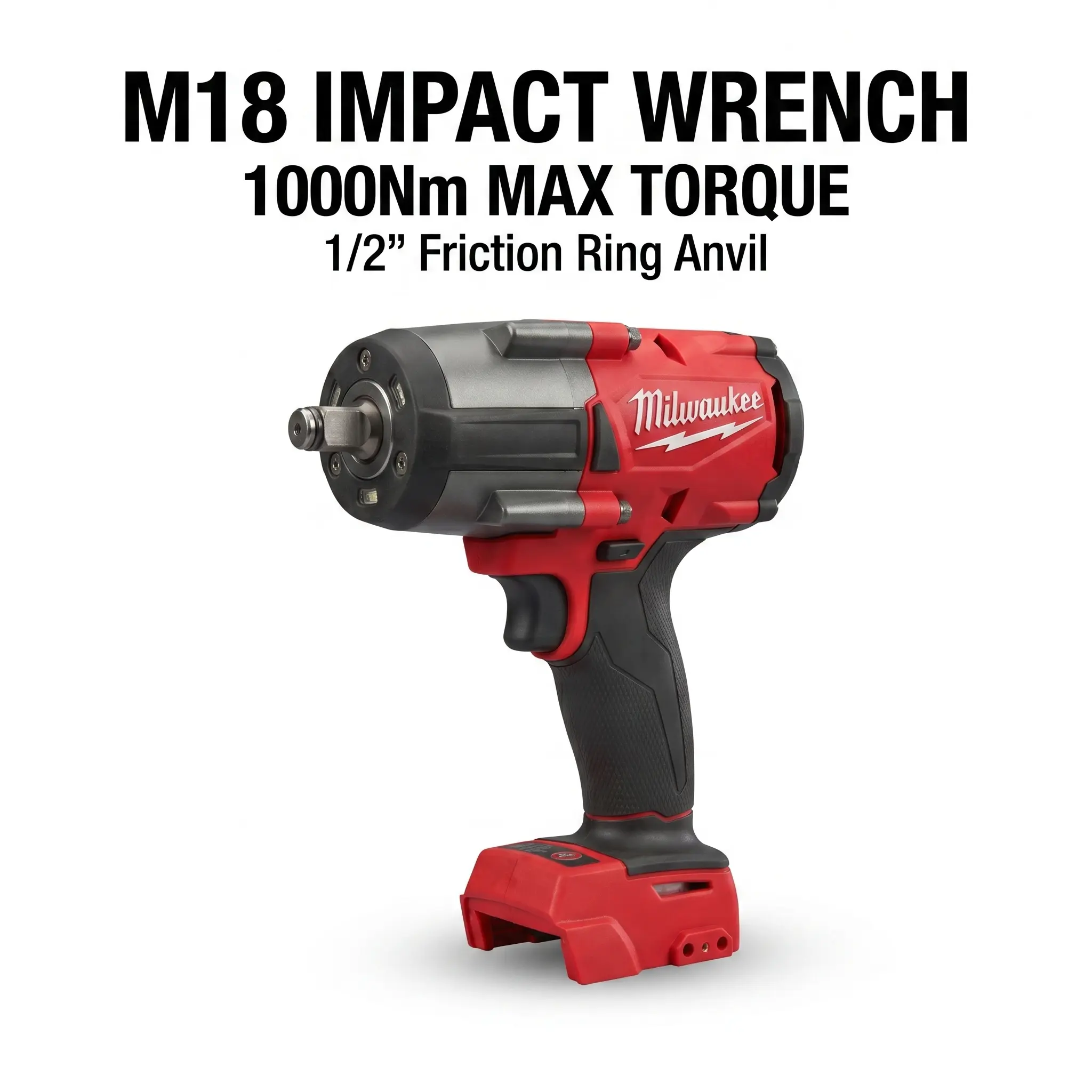 Milwaukee M18 18V Brushless Cordless Impact Wrench - 1000Nm Max Torque, 0-3000 RPM Impact Speeds, 0-2100 IPM, 2.7kg Bare Tool, 21.3cm Compact Head for Tight Access, M24 Bolt/Rusted Fasteners Removal, Fleet Maintenance, Hardware Multitools & Accessories