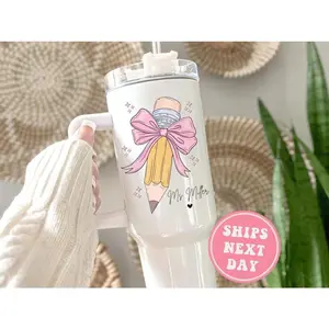 Teacher 40oz Tumbler, Custom Teacher Tumbler with Handle Gift for Teacher Appreciation Gift Teacher Thank You Teacher Travel Mug Teacher Cup tumber