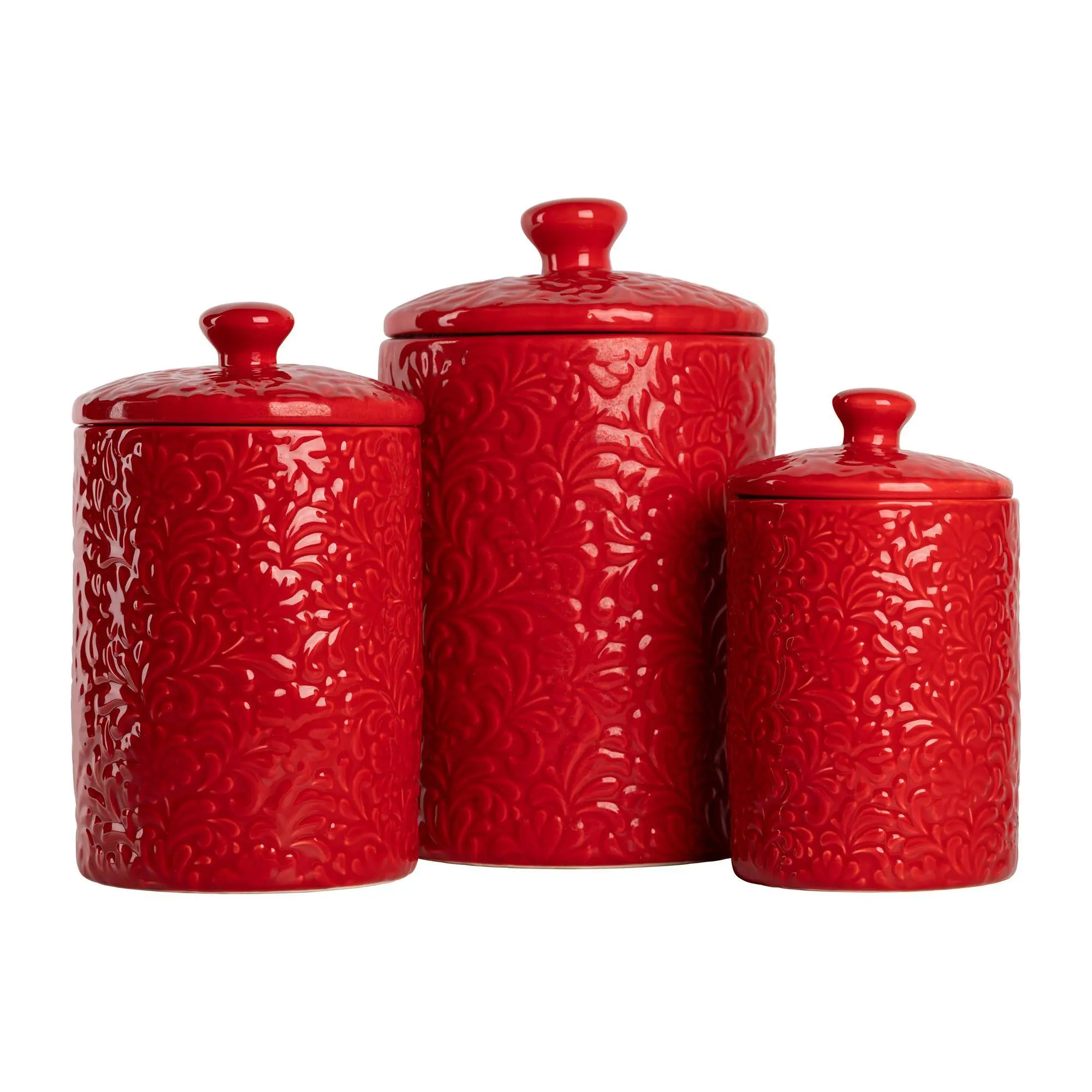 10 Strawberry Street 3-Piece Ceramic Fleur Canister Set 10 Strawberry Street 3-Piece Ceramic Fleur Canister Set