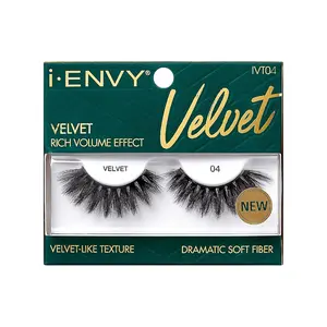 i-ENVY False Lashes, Velvet Soft Dramatic Fluffy Wispy Volume Eyelashes, Reusable Faux Mink Natural Look Extensions Curly Strip Cat Eye Artificial Fake Lashes (IVT04)
