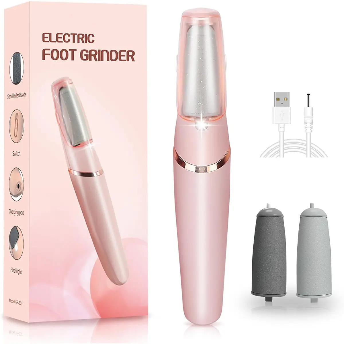 Electric Rechargeable Foot Callus Remover – Pedicure Tool, Smoothing Wand & Electronic Foot File, Foot Care for Removing Dry Hard & Dead Skin (Ideal Gift) Exfoliant Exfoliating Foot