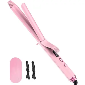 1.25-Inch Barrel Curling Iron for Curly Hair, Argan Oil & Keratin Infused, 11 Adjustable Temperatures, Long-Lasting Styling, Hair Clips & Silicone Pad Included