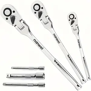 3/6 Extendable Ratchet Wrench Set, 1/4" 3/8" 1/2" Drive 72-Tooth Quick-release Retractable Socket Wrench Reversible Gift for Men Mechanic Hand Tools