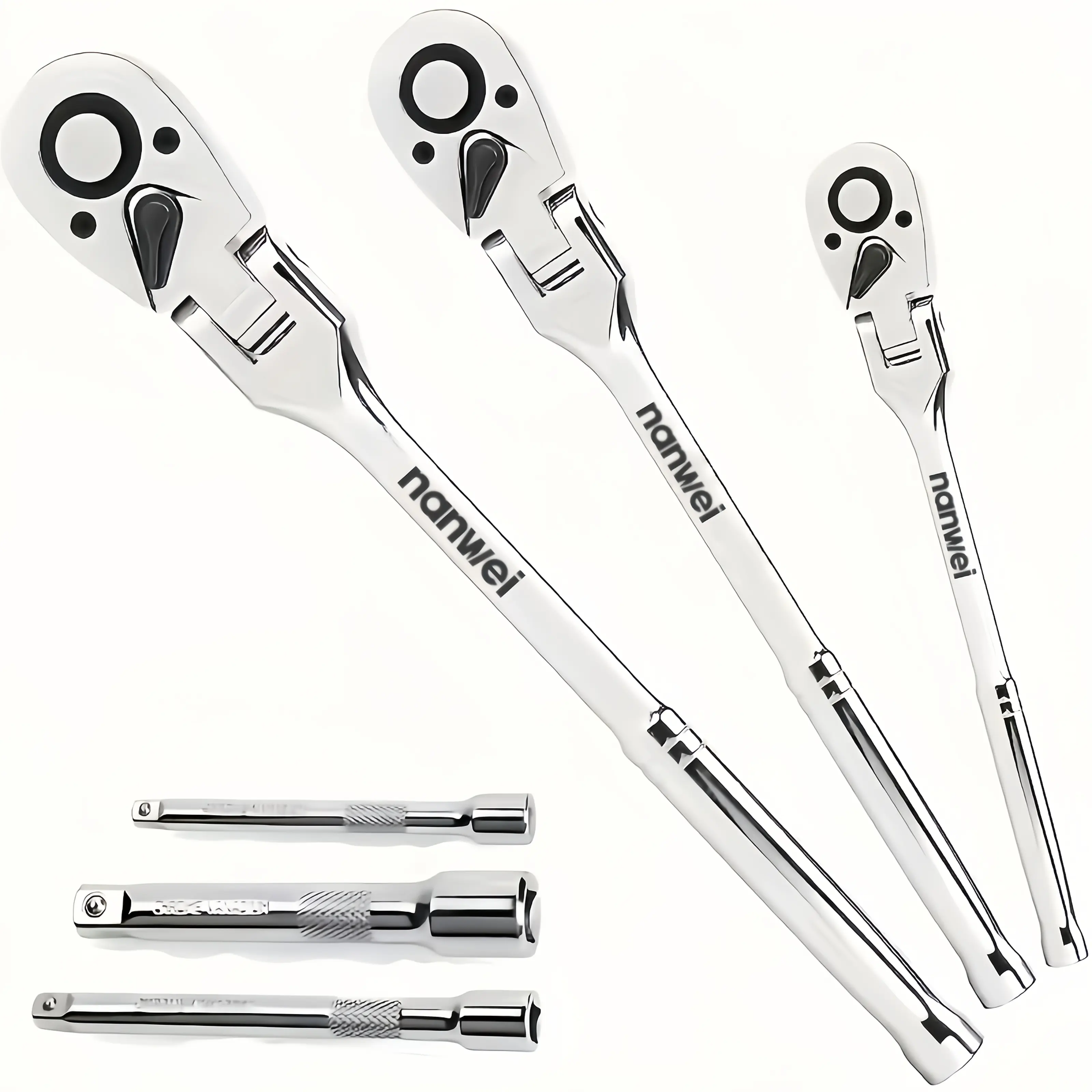 3/6 Extendable Ratchet Wrench Set, 1/4" 3/8" 1/2" Drive 72-Tooth Quick-release Retractable Socket Wrench Reversible Gift for Men Mechanic Hand Tools