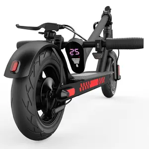 The D9 MAX high-speed electric scooter features 10-inch solid tires, a powerful 350W motor, a range of 16-21 miles, a top speed of 25 mph, dual brakes, LED lights, smart app control, and a foldable aluminum alloy frame.