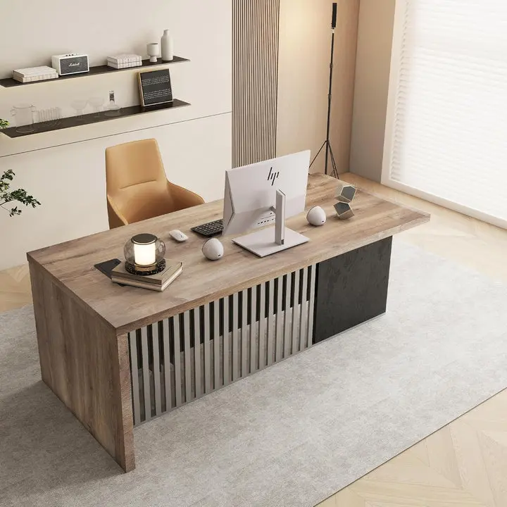 SAINTCY N2806 Architectural Minimalist Home Office Desk - Premium Wood Executive Writing Table Modern Computer PC Desk