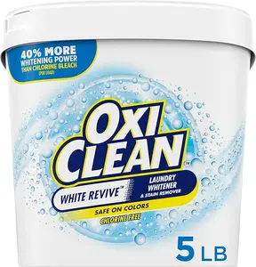 OxiClean White Revive Laundry Whitener & Stain Remover Powder 5 lb - Oxygen-Based Chlorine-Free Detergent Booster for Brilliant Whites