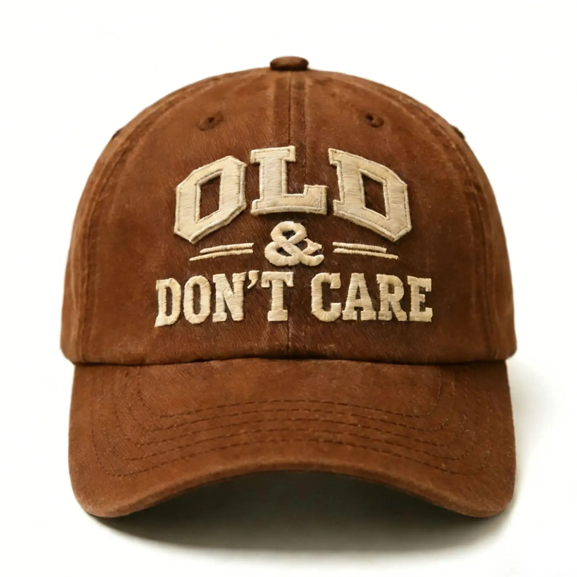 Best-Selling Men's Washed Cotton Embroidered Cap, "OLD DON'T CARE" Unstructured Baseball Hat, Retro Soft Crown Dad Cap