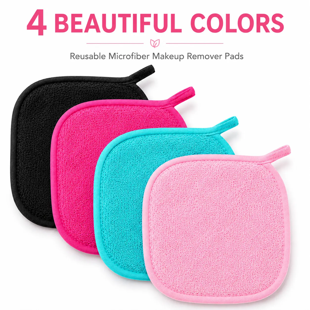 4 PCS Ultra Soft Flannel Facial Wash Cloth Set - High-Absorbent Reusable Makeup Remover Towels, Gentle Square Cleansing Wipes Safe for Sensitive & All Skin Types, Eco-Friendly No-Waste Beauty Swap, Essential SkinTok GRWM Tool for Home & Travel Care