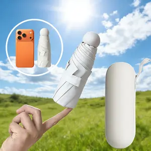 Mini Travel Umbrella Purse with Case Compact, Lightweight, UV Umbrella UPF 50+ Sun Protection, Windproof Portable Parasol for Women, Men & Kids