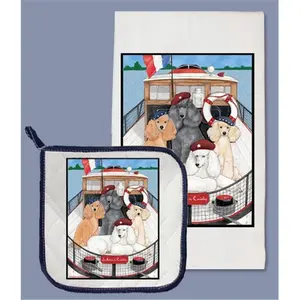 Pipsqueak Productions  Poodle Dish Towel And Pot Holder Set