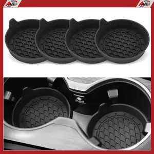 4 Pack Silicone Car Cup Holder Coasters – Universal Non-Slip Cup Inserts Black