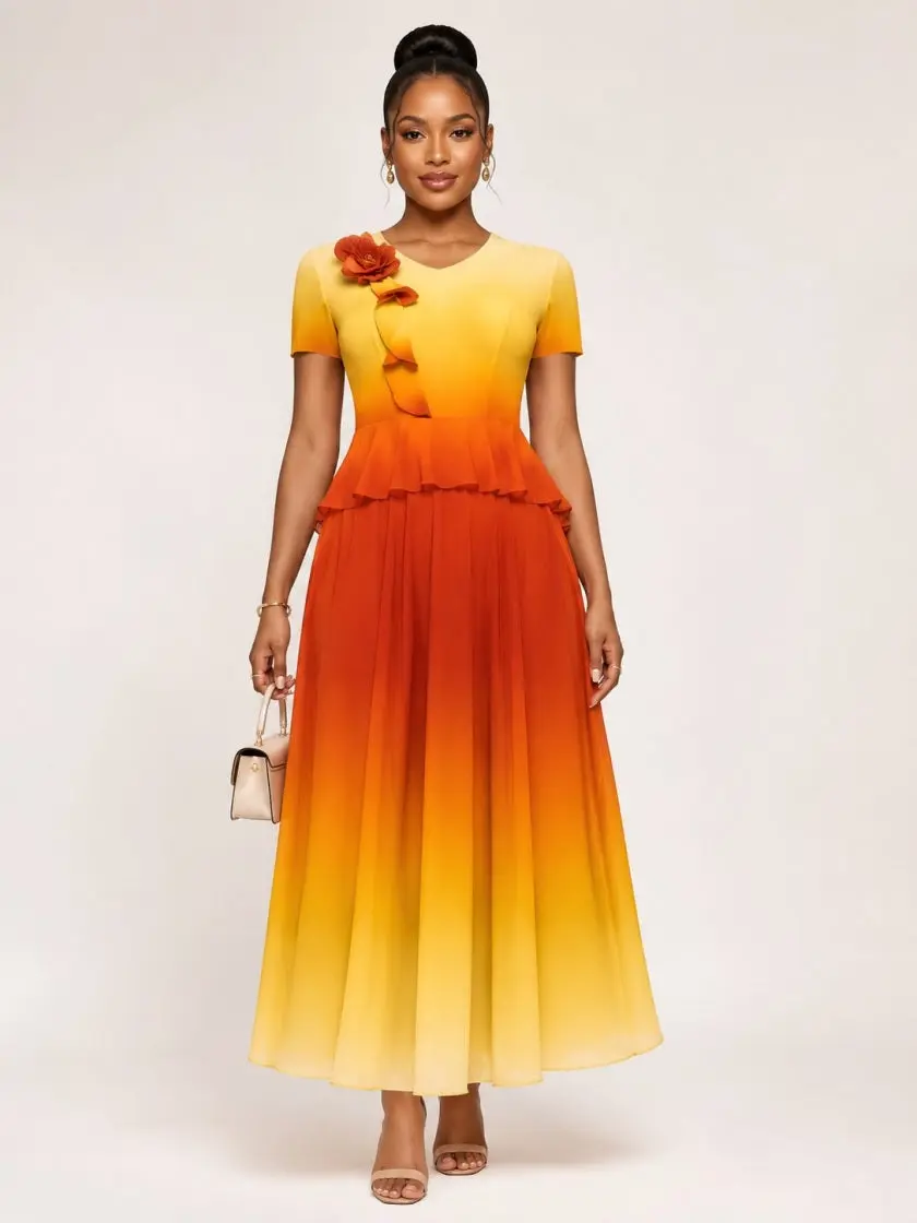 Ombre Pleated Skirt Set