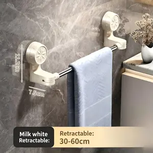 Suction Cup Towel Rack for Bathroom No Hole Installation Stretchable Towel Rod Space Saving Bath Towel Organizer Practical Suction Space Saving Design Multipurpose Usage Gift Ready Durability Assurance
