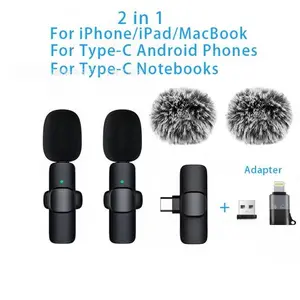 Mini Wireless Lavalier Microphone Dual Pack – Plug & Play USB-C Mic for Vloggers, Interviews, TikTok Creators, Podcasts – Compact, Rechargeable, Studio-Quality Sound for iPhone & Android