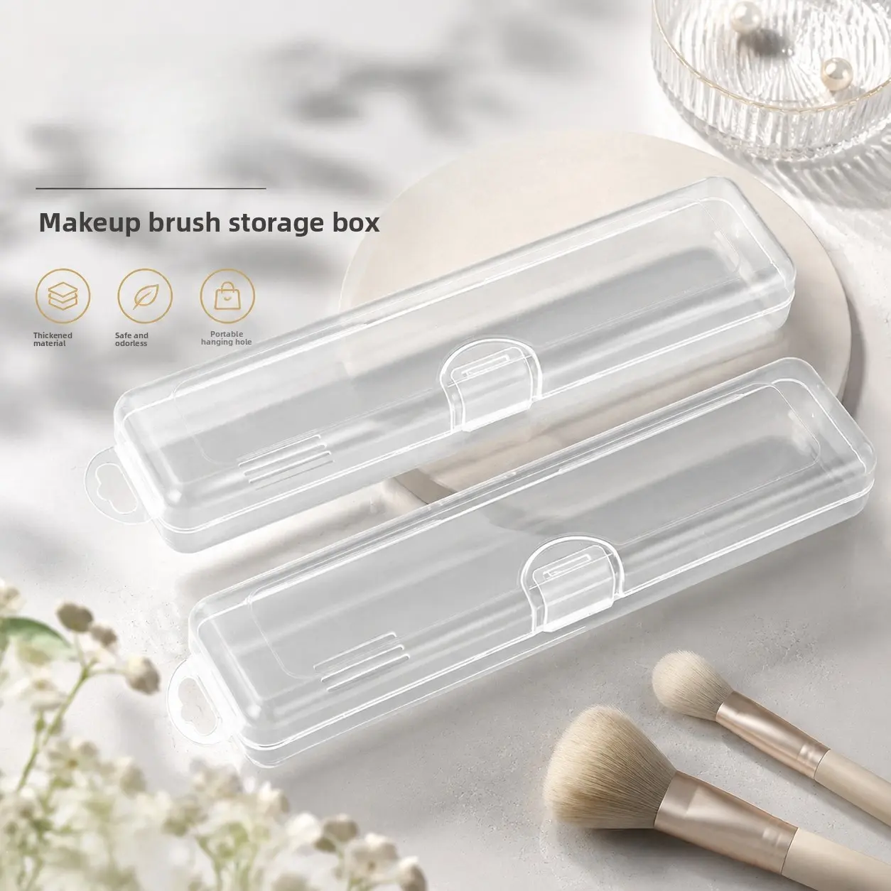 Portable Makeup Brush Organizer Box, Dust-Proof Lid, Small Capacity, Ideal for Travel, Bags, Cosmetics, Easy Storage for Brushes, Eyeshadow, Lipstick