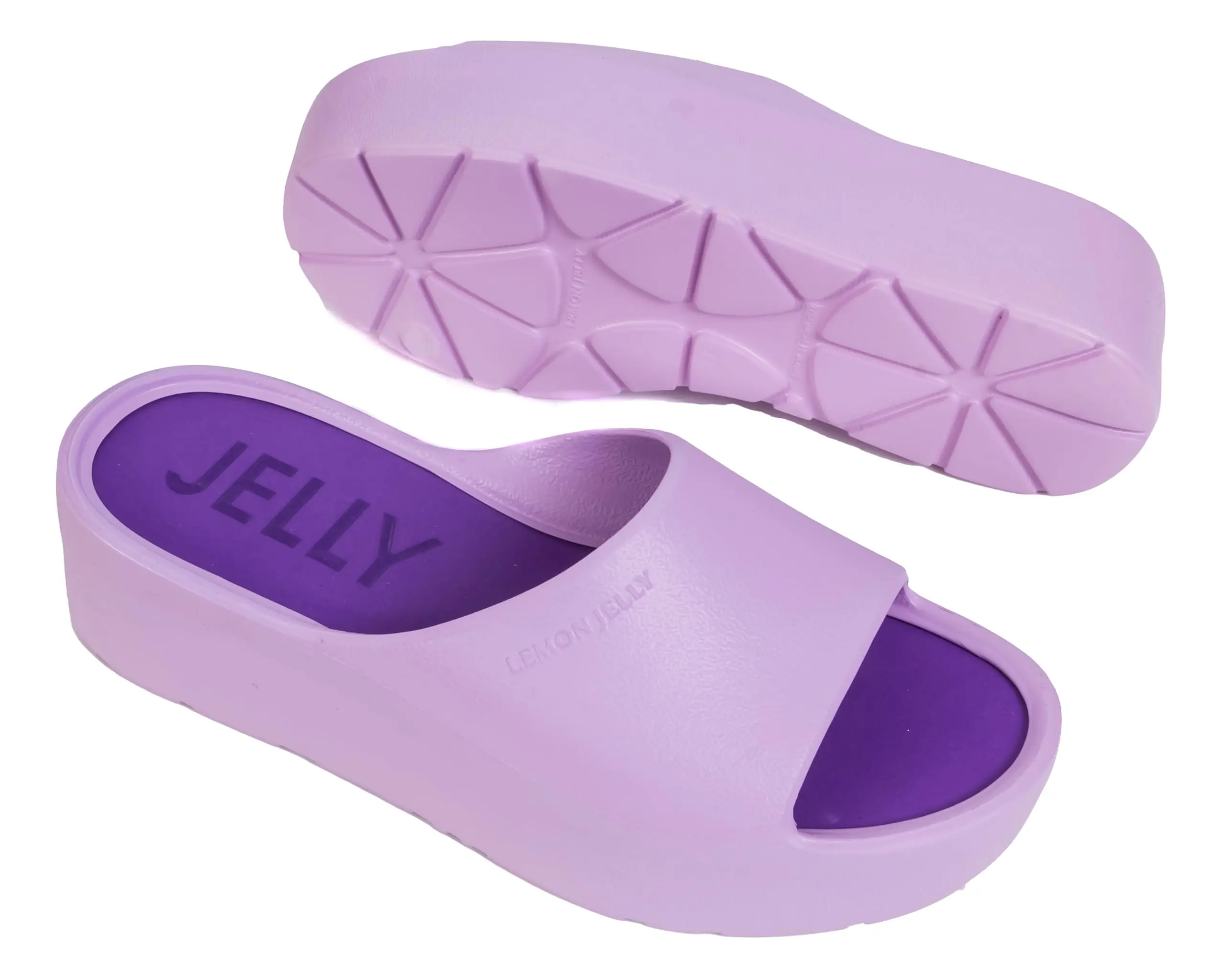 Lemon Jelly Women's Platform Sandals - Cute Water-Friendly Comfort Wedges for the Beach or Casual Wear - Super Lightweight Slip-On Flip Flops for Ladies - Versatile, Chunky Summer Slides - Violet, EU 38 Footwear Walking Shoes