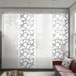 4-Panel Single Rail Panel Track Blind Extendable 48"-88"W x 91.4"H, Panel width 23.5", Shattered, Winter