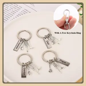 Keychain with Ruler,Hammer,Wrench Screwdriver for Dad, Key Fob Holder Keychain with Keyring Father’s Day Birthday Gifts From Daughter and Son Keychain for Car Key