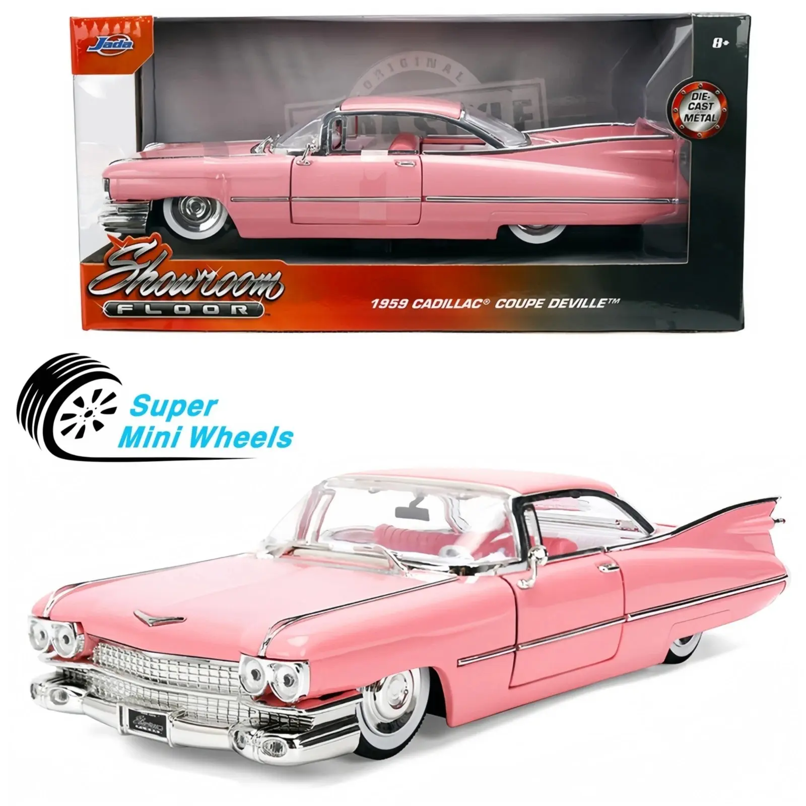 Jada 1:24 1959 Cadillac Coupe DeVille Pink #38004