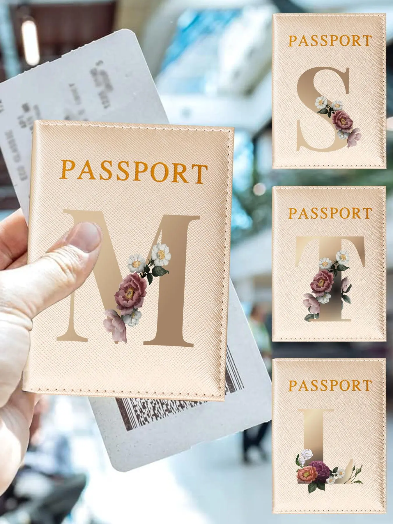 Fashion Letter & Floral Pattern Passport Holder, Lightweight Passport Case, Unisex ID & Card Protector Cover for Holidays and Everyday Use, Passport Wallet, Travel Document Holder