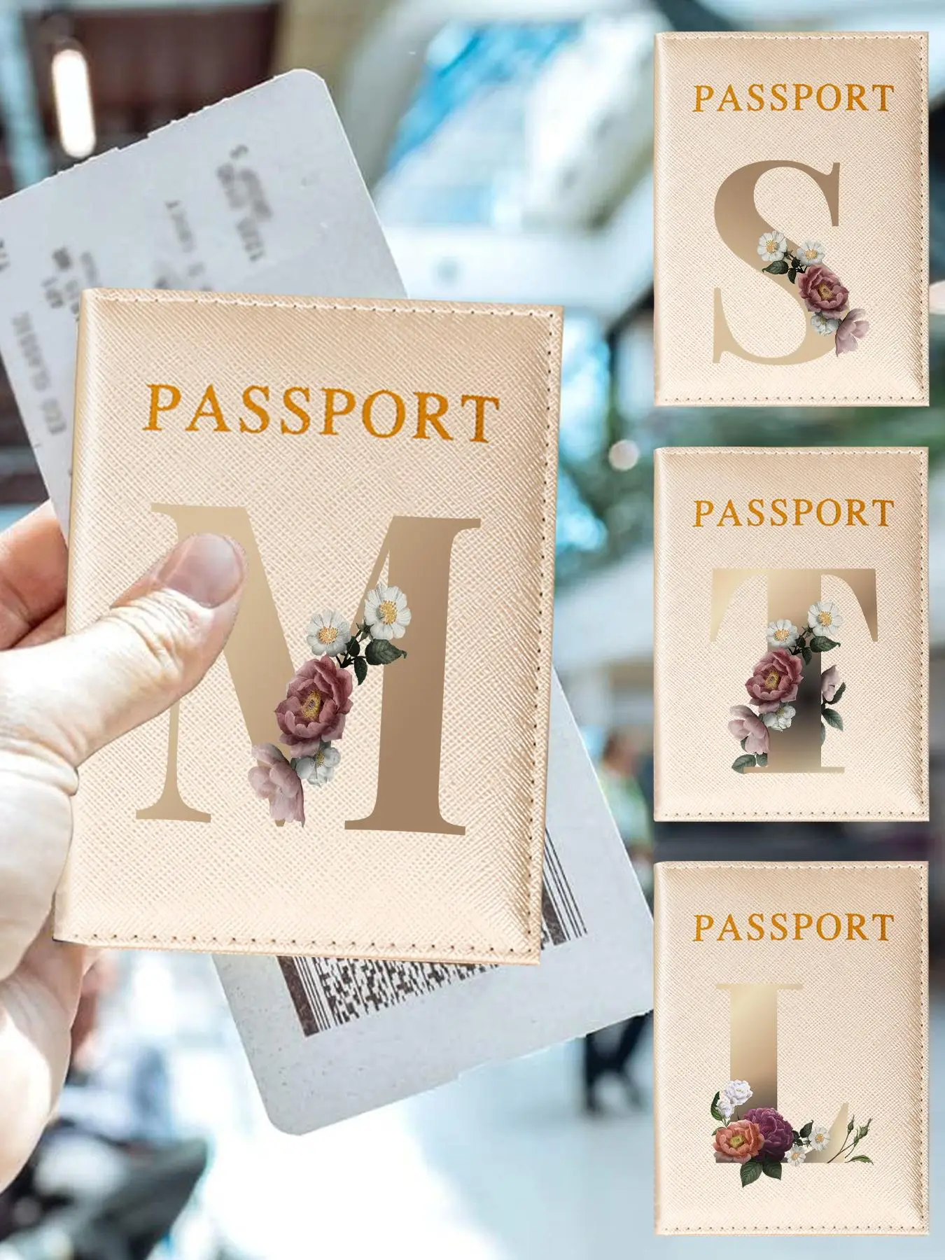 Fashion Letter & Floral Pattern Passport Holder, Lightweight Passport Case, Unisex ID & Card Protector Cover for Holidays and Everyday Use