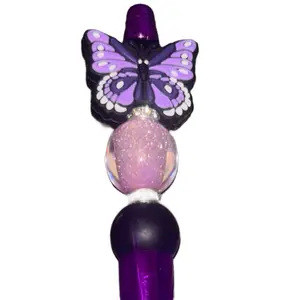 Lisa's Lupus Journey Beaded Pen with Purple Butterfly Design with Ballpoint Feature