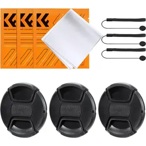 K&F Concept 72mm Lens Cap, 9-in-1 Center Pinch Lens Cover + Anti-Loss Keeper Leash + Microfiber Cleaning Cloth Kits Compatible with Nikon, Canon, Sony, Fujifilm Camera Lenses
