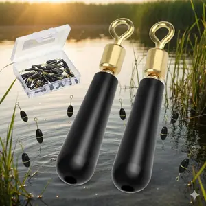 Anti-Tangle Nickel-Plated Swivel Fishing Float Stops, 360-Degree Rotation. High-Elasticity Wear-Resistant Rubber Bobber Stopper. Compatible with LED Night Fishing Floats. Ideal for Deep Water Rock, Platform & Sea Fishing. 10-Pack or 50-Pack Options.