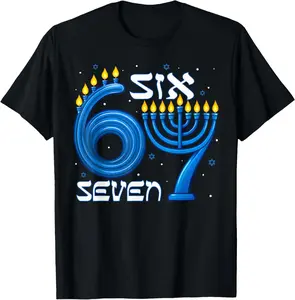 100% cotton Unisex Funny Six Seven 67 Meme Sarcastic Hanukkah Chanukah Men T-Shirt