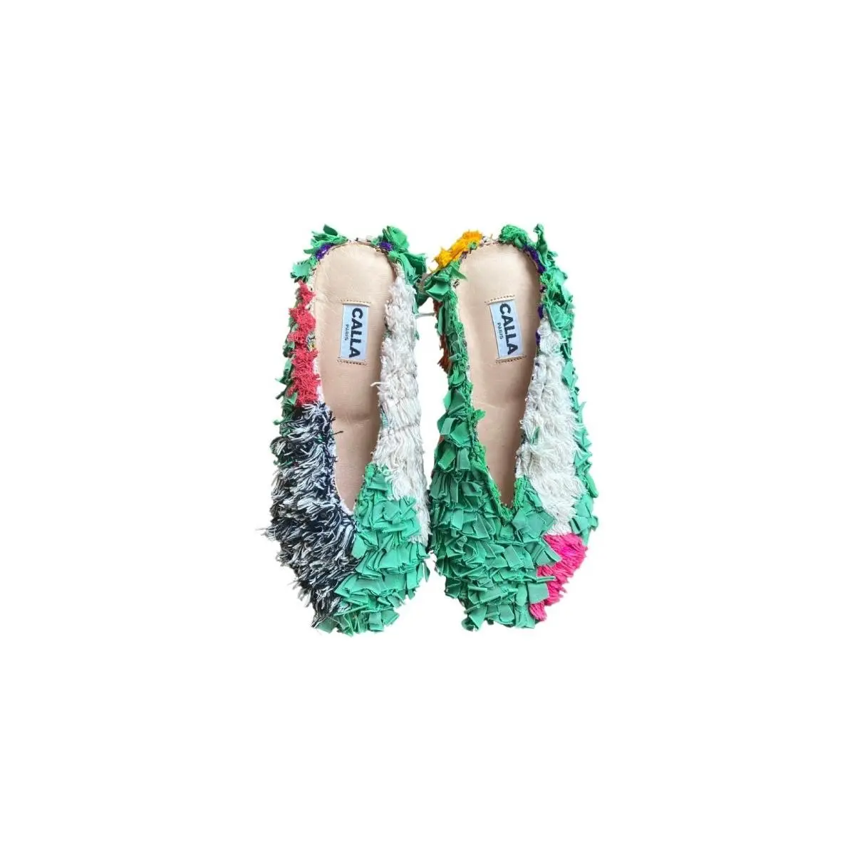Aili Babouche “Varisa” Mules In Colors Green, Cream, Pink, & Grey (Size 41)