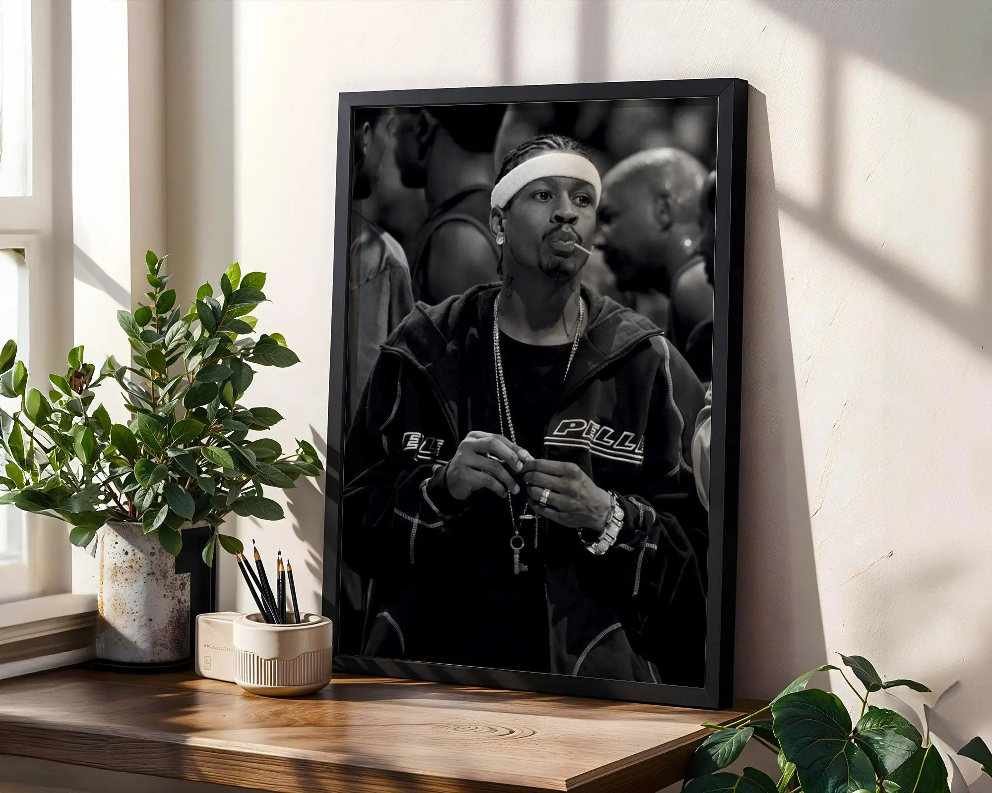 Iverson Print, NBA Legend Wall Art, Black & White Basketball, Product without frame