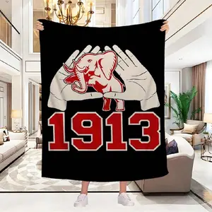 Delta 1913 Sigma Theta Fan Blanket Dormitory Essentials Sofa Blanket Modern Style Floral Plaid Print 100% Cotton Portable Breathable Lightweight Warm for All Seasons birthday celebration