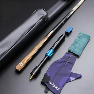 JIANYING Luxury Wood Pool Cue 3/4 Split Joint, 57inch,10.2mm Tip, Snooker & 8-Ball (Black 8) With Case ,Extension