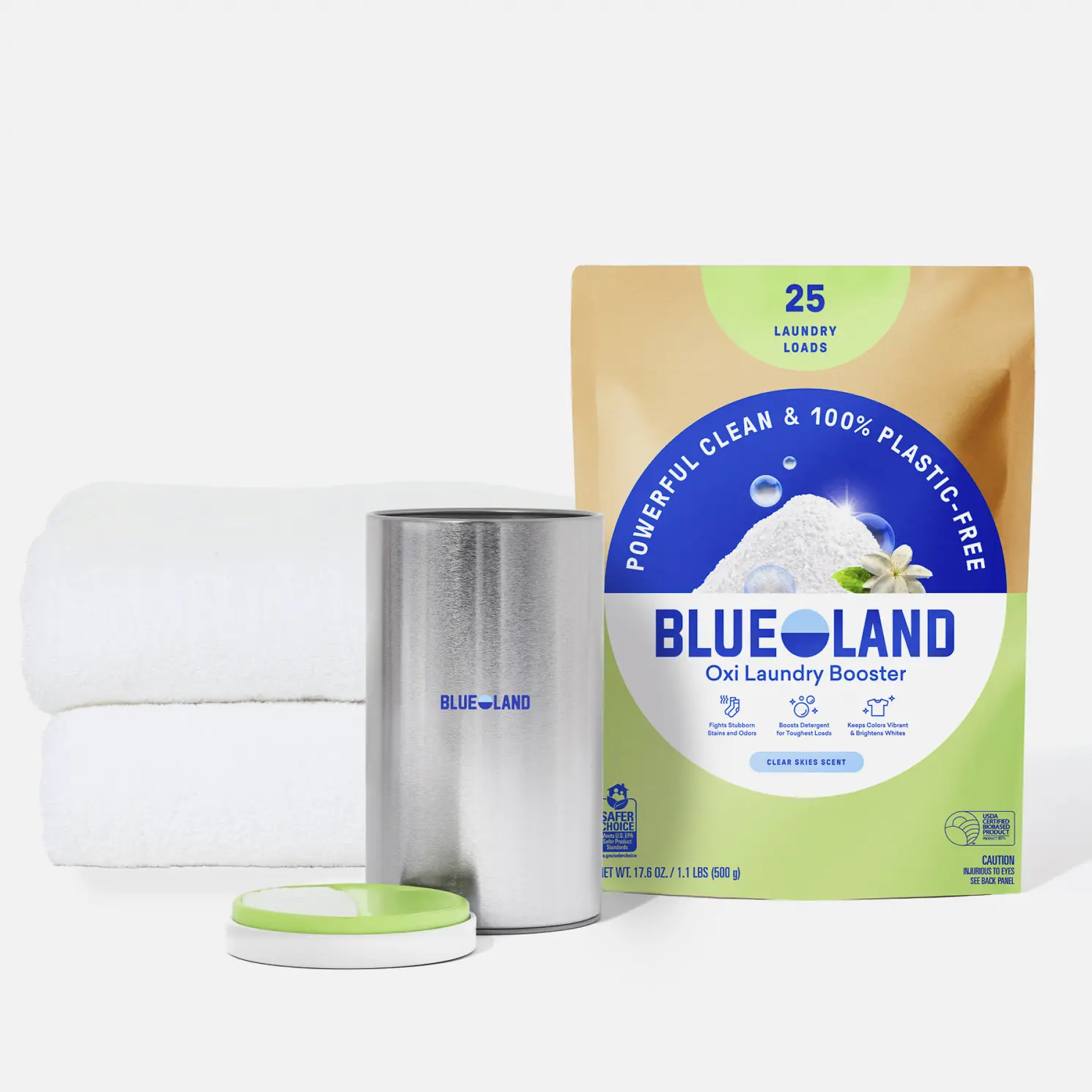 Blueland Oxi Laundry Booster, Eco-Friendly Mineral & Plant-Based Stain Remover, Color Boosting Oxi Cleaner + Storage Tin Blueland Oxi Laundry Booster, Eco-Friendly Mineral & Plant-Based Stain Remover, Color Boosting Oxi Cleaner + Storage Tin