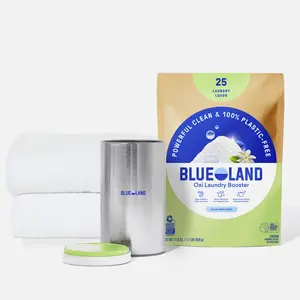 Blueland Oxi Laundry Booster, Eco-Friendly Mineral & Plant-Based Stain Remover, Color Boosting Oxi Cleaner + Storage Tin