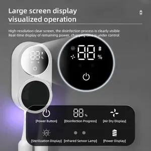 Double-person toothbrush disinfection device, equipped with LED intelligent screen, featuring intelligent sensing, automatic UV opening/closing, intelligent disinfection, air drying, hole-free wall mounting, detachable design, suitable for home use