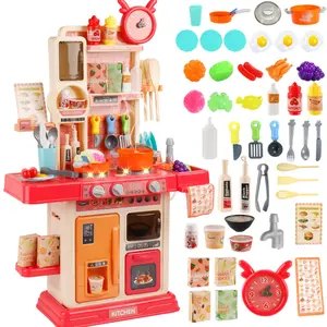 Kids Kitchen Playset for Girls Ages 3-6 - Realistic Lights and Sounds, Pretend Play Food with Steam and Kitchen Accessories, Educational and Interactive Toy Set